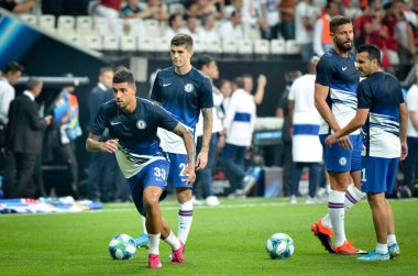 Istanbul, Turkey - August 14, 2019: Emerson player during the UEFA Super Cup Finals match between Liverpool and Chelsea in Vodafone Arena stadium, Turkey