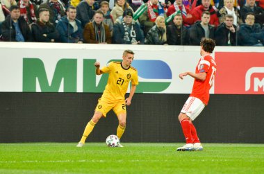 SAINT-PETERSBURG, RUSSIA - November 16, 2019: Timothy Castagne player during UEFA EURO 2020 qualifying match between national team Russia against Belgium national team, Russia