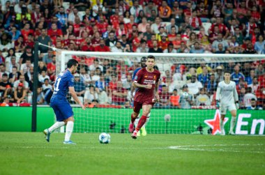 Istanbul, Turkey - August 14, 2019: Pedro player during the UEFA Super Cup Finals match between Liverpool and Chelsea at Vodafone Park in Vodafone Arena, Turkey
