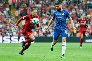 Istanbul, Turkey - August 14, 2019: Olivier Giroud player during the UEFA Super Cup Finals match between Liverpool and Chelsea at Vodafone Park in Vodafone Arena, Turkey