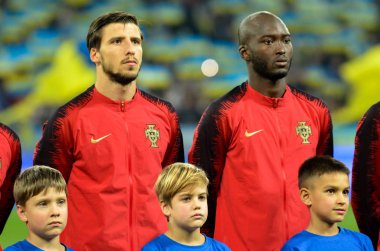Kyiv, Ukrayna - 14 Ekim 2019: Uefa Euro 2020 ön eleme maçında Ukrayna milli takımı Ukrayna milli takımı Ukrayna ile oynamıştır.