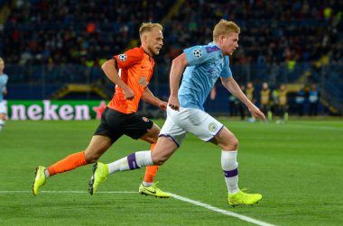 KHARKIV, UKRAINE - September 18, 2019: Kevin De Bruyne during the UEFA Champions League match between Shakhtar Donetsk vs Manchester City (England), Ukraine