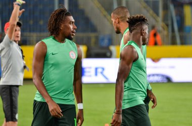 DNIPRO, UKRAINE - September 10, 2019:  Alex Iwobi player during the friendly match between national team Ukraine against Nigeria national team, Ukraine