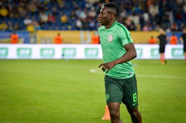 DNIPRO, UKRAINE - September 10, 2019: Oghenekaro Etebo player during the friendly match between national team Ukraine against Nigeria national team, Ukraine
