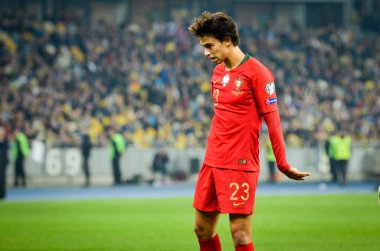 Kyiv, Ukrayna - 14 Ekim 2019: Uefa Euro 2020 ön eleme karşılaşmasında Joao Felix Portekiz milli takımı Ukrayna ile karşılaşacak