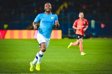 KHARKIV, UKRAINE - September 18, 2019: Raheem Sterling during the UEFA Champions League match between Shakhtar Donetsk vs Manchester City (England), Ukraine