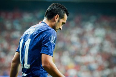 Istanbul, Turkey - August 14, 2019: Pedro player during the UEFA Super Cup Finals match between Liverpool and Chelsea at Vodafone Park in Vodafone Arena, Turkey