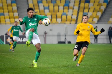 LVIV, UKRAINE - November 07, 2019: Football player during the UEFA Europa League match between Alexandria (Ukraine) vs AS Saint Etienne (France), Ukraine