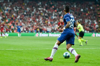 Istanbul, Turkey - August 14, 2019: Emerson player during the UEFA Super Cup Finals match between Liverpool and Chelsea at Vodafone Park in Vodafone Arena, Turkey