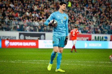 SAINT-PETERSBURG, RUSSIA - November 16, 2019: Thibaut Courtois player during UEFA EURO 2020 qualifying match between national team Russia against Belgium national team, Russia