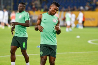 DNIPRO, UKRAINE - September 10, 2019: Football player during the friendly match between national team Ukraine against Nigeria national team, Ukraine