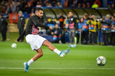 KHARKIV, UKRAINE - September 18, 2019: Riyad Mahrez player during the UEFA Champions League match between Shakhtar Donetsk vs Manchester City (England), Ukraine