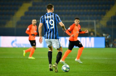 KHARKIV, UKRAINE - December 11, 2019: Berat Djimsiti player during the UEFA Champions League match between Shakhtar vs Atalanta Bergamasca Calcio BC (Italy), Ukraine