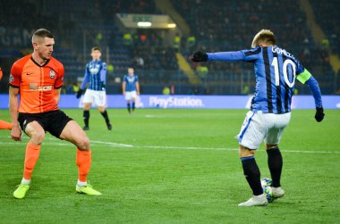 KHARKIV, UKRAINE - December 11, 2019: Papu Gomez player during the UEFA Champions League match between Shakhtar vs Atalanta Bergamasca Calcio BC (Italy), Ukraine