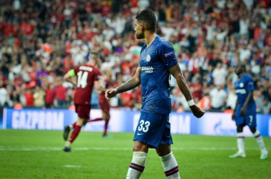 Istanbul, Turkey - August 14, 2019: Emerson player during the UEFA Super Cup Finals match between Liverpool and Chelsea at Vodafone Park in Vodafone Arena, Turkey