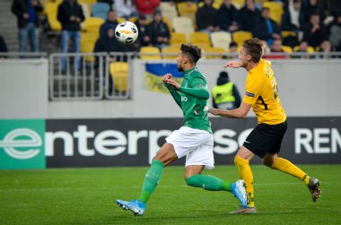 LVIV, UKRAINE - November 07, 2019: Denis Bouanga player during the UEFA Europa League match between Alexandria (Ukraine) vs AS Saint Etienne (France), Ukraine
