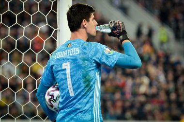 SAINT-PETERSBURG, RUSSIA - November 16, 2019: Thibaut Courtois player during UEFA EURO 2020 qualifying match between national team Russia against Belgium national team, Russia