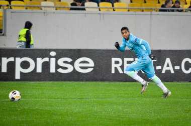 Lviv, Ukrayna - 28 Kasım 2019: Joao Victor, Uefa Avrupa Ligi karşılaşmasında Alexandria (Ukrayna) ile Wolfsburg (Almanya), Ukrayna