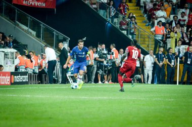 Istanbul, Turkey - August 14, 2019:  Cesar Azpilicueta player during the UEFA Super Cup Finals match between Liverpool and Chelsea at Vodafone Park in Vodafone Arena, Turkey