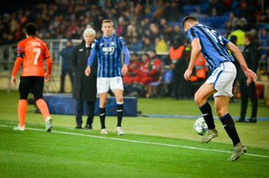 KHARKIV, UKRAINE - December 11, 2019: Berat Djimsiti player during the UEFA Champions League match between Shakhtar vs Atalanta Bergamasca Calcio BC (Italy), Ukraine