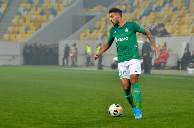LVIV, UKRAINE - November 07, 2019: Denis Bouanga player during the UEFA Europa League match between Alexandria (Ukraine) vs AS Saint Etienne (France), Ukraine