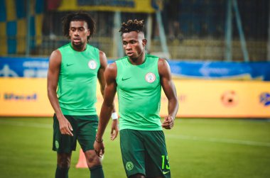 DNIPRO, UKRAINE - September 10, 2019: Samuel Chukwueze player during the friendly match between national team Ukraine against Nigeria national team, Ukraine