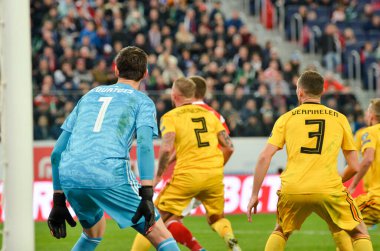 SAINT-PETERSBURG, RUSSIA - November 16, 2019: Thibaut Courtois player during UEFA EURO 2020 qualifying match between national team Russia against Belgium national team, Russia