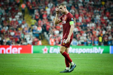 Istanbul, Turkey - August 14, 2019: Jordan Henderson during the UEFA Super Cup Finals match between Liverpool and Chelsea at Vodafone Park in Vodafone Arena, Turkey