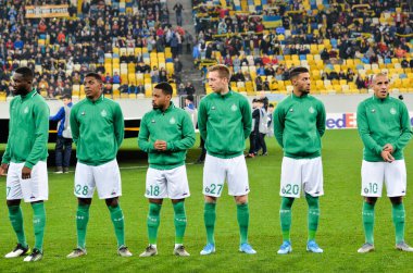 LVIV, UKRAINE - November 07, 2019: AS Saint Etienne line-up player during the UEFA Europa League match between Alexandria (Ukraine) vs AS Saint Etienne (France), Ukraine