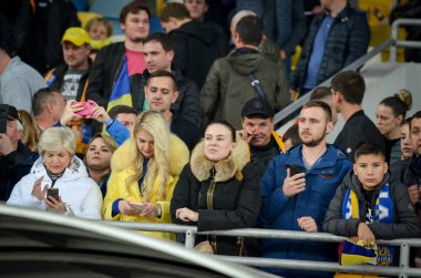 Kyiv, Ukrayna - 14 Ekim 2019: Uefa Euro 2020 ön eleme karşılaşmasında Ukrayna milli takımı Ukrayna milli takımı Ukrayna ile karşılaşacak.