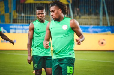 DNIPRO, UKRAINE - September 10, 2019: Alex Iwobi player during the friendly match between national team Ukraine against Nigeria national team, Ukraine