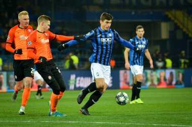 KHARKIV, UKRAINE - December 11, 2019:  Ruslan Malinovskyi player during the UEFA Champions League match between Shakhtar vs Atalanta Bergamasca Calcio BC (Italy), Ukraine