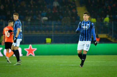 KHARKIV, UKRAINE - December 11, 2019:  Ruslan Malinovskyi player during the UEFA Champions League match between Shakhtar vs Atalanta Bergamasca Calcio BC (Italy), Ukraine
