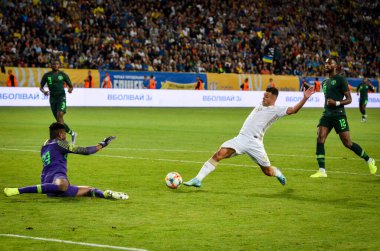 DNIPRO, UKRAINE - September 10, 2019: Junior Moraes player during the friendly match between national team Ukraine against Nigeria national team, Ukraine