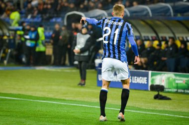 KHARKIV, UKRAINE - December 11, 2019: Timothy Castagne player during the UEFA Champions League match between Shakhtar vs Atalanta Bergamasca Calcio BC (Italy), Ukraine