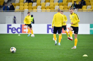 Lviv, Ukrayna - 07 Kasım 2019: Uefa Avrupa Ligi (Ukrayna) - Saint Etienne (Fransa) - Ukrayna maçı sırasında Dmytro Hrechyshkin oyuncusu