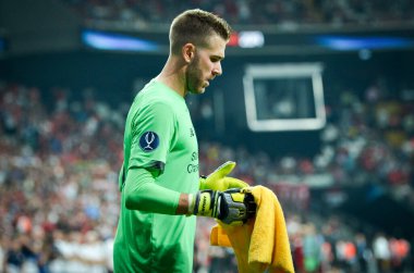 İstanbul, Türkiye - 14 Ağustos 2019: Vodafone Arena, Türkiye 'deki Vodafone Park' ta Liverpool ile Chelsea arasında oynanan Uefa Süper Kupası Finalleri 'nde Adrian oyuncusu