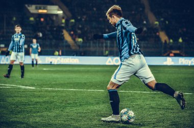 KHARKIV, UKRAINE - December 11, 2019: Papu Gomez player during the UEFA Champions League match between Shakhtar vs Atalanta Bergamasca Calcio BC (Italy), Ukraine