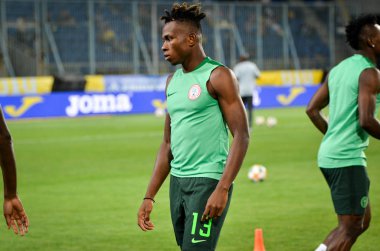 DNIPRO, UKRAINE - September 10, 2019: Samuel Chukwueze player during the friendly match between national team Ukraine against Nigeria national team, Ukraine