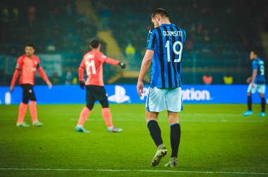 KHARKIV, UKRAINE - December 11, 2019: Berat Djimsiti player during the UEFA Champions League match between Shakhtar vs Atalanta Bergamasca Calcio BC (Italy), Ukraine