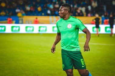 DNIPRO, UKRAINE - September 10, 2019: Oghenekaro Etebo player during the friendly match between national team Ukraine against Nigeria national team, Ukraine