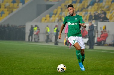 LVIV, UKRAINE - November 07, 2019: Denis Bouanga player during the UEFA Europa League match between Alexandria (Ukraine) vs AS Saint Etienne (France), Ukraine