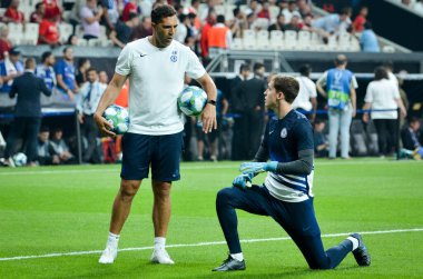 Istanbul, Turkey - August 14, 2019: Goalkeeper Kepa player during the UEFA Super Cup Finals match between Liverpool and Chelsea in Vodafon Arena stadium, Turkey
