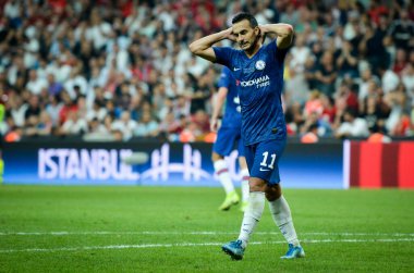 Istanbul, Turkey - August 14, 2019: Pedro player during the UEFA Super Cup Finals match between Liverpool and Chelsea at Vodafone Park in Vodafone Arena, Turkey