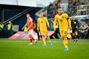 SAINT-PETERSBURG, RUSSIA - November 16, 2019: Eden Hazard player during UEFA EURO 2020 qualifying match between national team Russia against Belgium national team, Russia