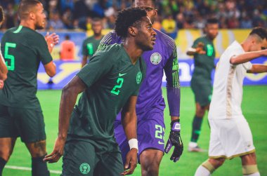 Dnipro, Ukrayna - 10 Eylül 2019: Ukrayna milli takımı Ukrayna ile Ukrayna milli takımı arasındaki dostluk maçı sırasında