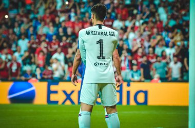 Istanbul, Turkey - August 14, 2019: Kepa Arrizabalaga player during the UEFA Super Cup Finals match between Liverpool and Chelsea at Vodafone Park in Vodafone Arena, Turkey