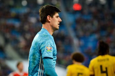 SAINT-PETERSBURG, RUSSIA - November 16, 2019: Thibaut Courtois player during UEFA EURO 2020 qualifying match between national team Russia against Belgium national team, Russia