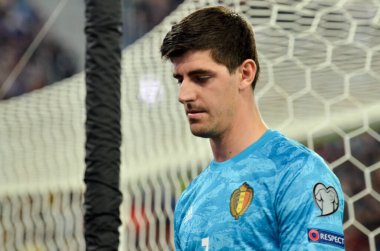 SAINT-PETERSBURG, RUSSIA - November 16, 2019: Thibaut Courtois during UEFA EURO 2020 qualifying match between national team Russia against Belgium national team, Russia