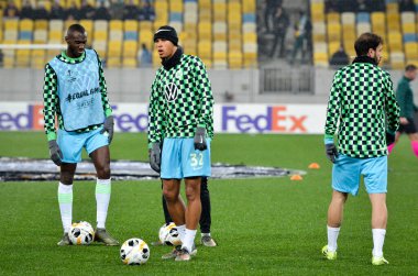 Lviv, Ukrayna - 28 Kasım 2019: Alexandria (Ukrayna) ile Wolfsburg (Almanya), Ukrayna arasındaki Uefa Avrupa Ligi maçı sırasında Marcel Tisserand oyuncusu